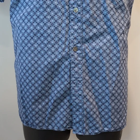 Merrell Blue Patterned Button-Up Shirt Short Sleeve - Picture 2 of 11